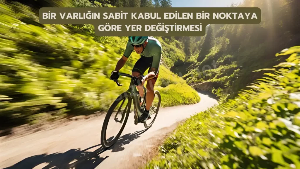 bir varligin sabit kabul edilen bir noktaya gore yer degistirmesi