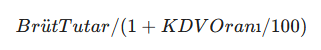 kdv dahilden harice gecis formulu
