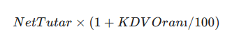 kdv haricten dahile gecis formulu